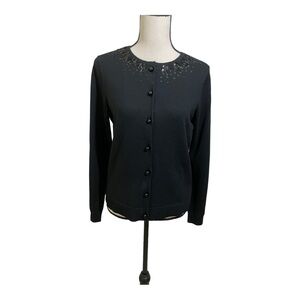 Pendleton womens cardigan front button sequins lined silk cashmere blend Small